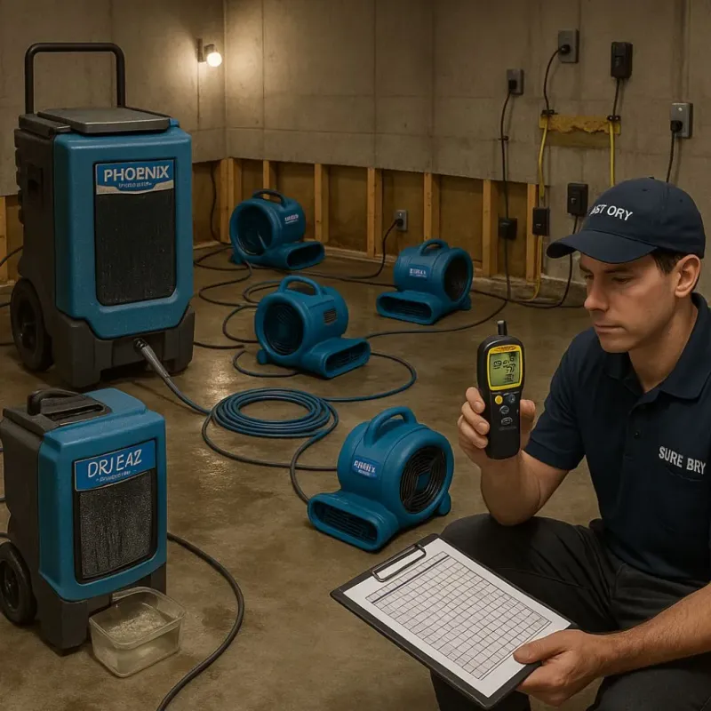 Structural Drying and Dehumidification process in Cienegas Terrace, TX